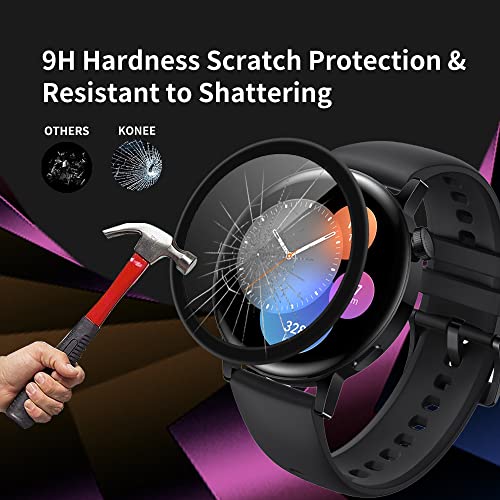 KONEE Protector de Pantalla Compatible con HUAWEI WATCH GT 3 (42mm), 【2 Piezas】 [ 3D Cobertura Completa, Anti-rasguños, Alta Definición ], Película Protectora para HUAWEI WATCH GT 3 (42mm)