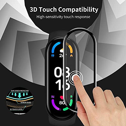 KONEE Protector de Pantalla Compatible con Xiaomi Mi band 6, 【2 Piezas】 [ 3D Cobertura Completa, Anti-rasguños, Alta Definición ], Película Protectora para Xiaomi Mi band 6