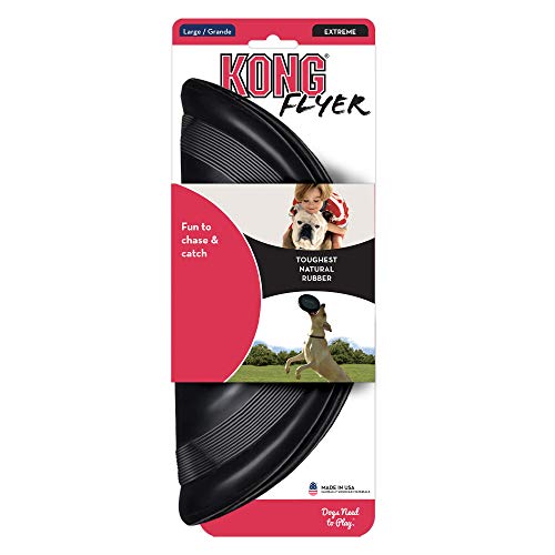 KONG - Extreme Flyer - Frisbee de Caucho para mandíbulas potentes, Negro - para Perros Grandes