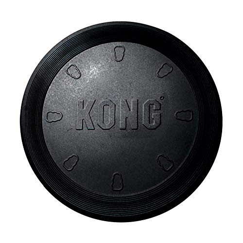 KONG - Extreme Flyer - Frisbee de Caucho para mandíbulas potentes, Negro - para Perros Grandes