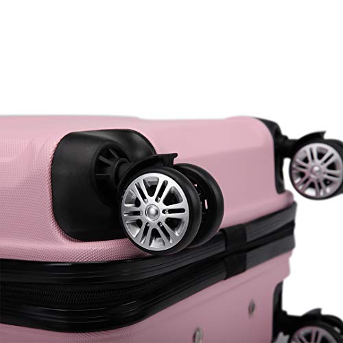 Kono Maleta de Cabina de ABS de 20 Pulgadas con Diseño Esculpido en Horizontal,4 Ruedas,55x40x22cm(Rosa)