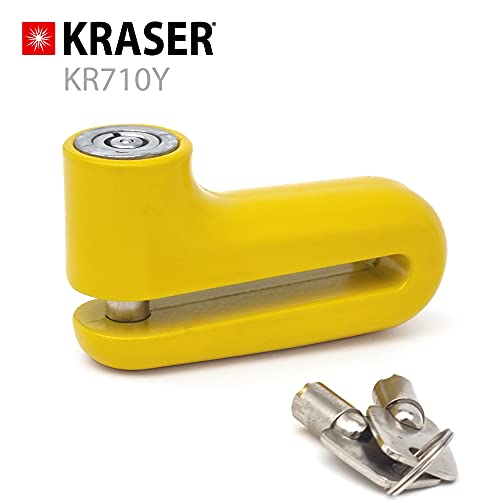 KRASER KR710Y Candado Antirrobo Bloqueo Disco ø10 Universal Moto Scooter Bici Patinete + Cable Recordatorio