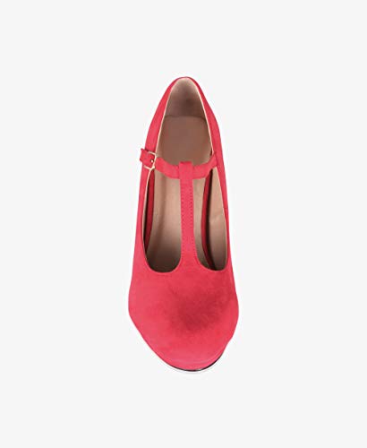 KRISP Zapatos Tacón Ancho Mujer Oferta Fiesta Salón Elegante Boda Básicos Plataforma Calzado Cómodo, Rojo (3722), 38 EU (5 UK), 3722-RED-5