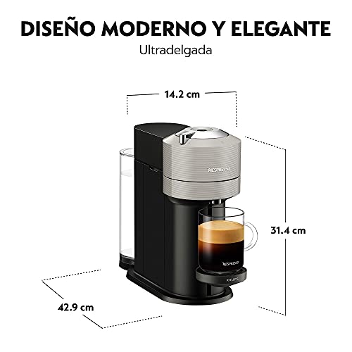 Krups Nespresso VERTUO Next XN910B - Cafetera de cápsulas, máquina de café expreso de Krups, café diferentes tamaños, 5 tamaños tazas, tecnología Centrifusion, calentamiento 30s, Wifi, Bluetooth, Gris