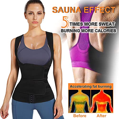 KUMAYES Fajas Reductoras Mujer Neopreno Sauna Adelgazantes Abdominal Camiseta Sudoración Compresión para Deporte Fitness Tank Top