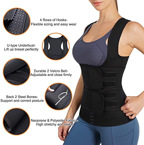 KUMAYES Fajas Reductoras Mujer Neopreno Sauna Adelgazantes Abdominal Camiseta Sudoración Compresión para Deporte Fitness Tank Top