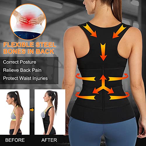 KUMAYES Fajas Reductoras Mujer Neopreno Sauna Adelgazantes Abdominal Camiseta Sudoración Compresión para Deporte Fitness Tank Top