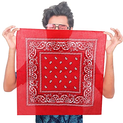 Kurtzy Set Pañuelo Cabeza de Algodón Colores Variados (Pack de 12) Bandana Hombre, Mujer y Niños Pañoleta Multiusos – Accesorio Pañuelo para Vaqueros, Mascotas y Cinta para la Cabeza