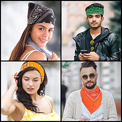 Kurtzy Set Pañuelo Cabeza de Algodón Colores Variados (Pack de 12) Bandana Hombre, Mujer y Niños Pañoleta Multiusos – Accesorio Pañuelo para Vaqueros, Mascotas y Cinta para la Cabeza