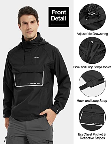 KUTOOK Chaqueta Impermeable Hombre Chubasquero Impermeable y Transpirable 10000/5000 Con Capucha Incorporada Para Running Ciclismo Senderismo, Montañismo y Otros Deportes Al Aire Libre(L)