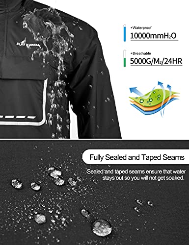 KUTOOK Chaqueta Impermeable Hombre Chubasquero Impermeable y Transpirable 10000/5000 Con Capucha Incorporada Para Running Ciclismo Senderismo, Montañismo y Otros Deportes Al Aire Libre(L)