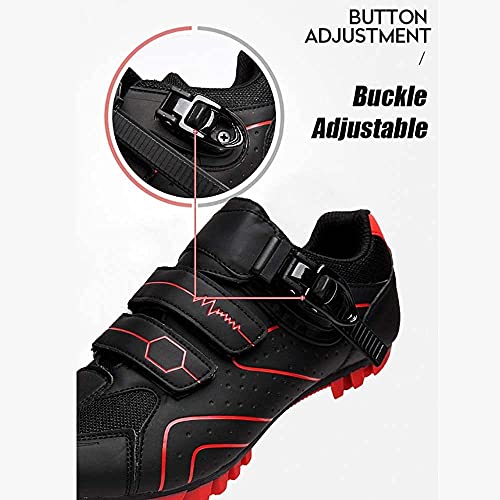 KUXUAN Calzado de Ciclismo para Hombre,Zapatos de Montar en Bicicleta de Carretera MTB, Zapatillas Deportivas Compatibles con Tacos Transpirables con Hebilla,Black-39