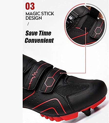 KUXUAN Calzado de Ciclismo para Hombre,Zapatos de Montar en Bicicleta de Carretera MTB, Zapatillas Deportivas Compatibles con Tacos Transpirables con Hebilla,Black-39