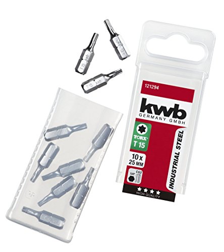 KWB 10 puntas 25 mm Torx 15 Industrial Steel 121294 (TQ 60 Acero, ISO 1173, accionamiento C 6.3), 0 W, 0 V