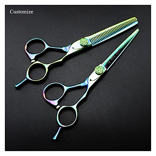 Kwent Tijeras Pelo Tijeras De Corte De Pelo con Logo/Nombre Personalizado, 6", Damasco Verde, Corte De Peluquero Tijeras peluqueria Profesional (Color : Cutting)