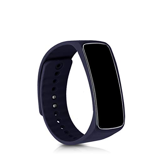 kwmobile 2X Brazalete Compatible con Samsung Gear fit R350 - Pulsera de TPU para Fitness Tracker en Azul Oscuro/Negro