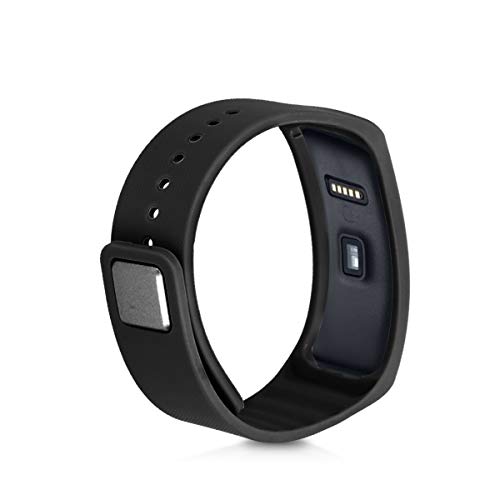 kwmobile 2X Brazalete Compatible con Samsung Gear fit R350 - Pulsera de TPU para Fitness Tracker en Azul Oscuro/Negro