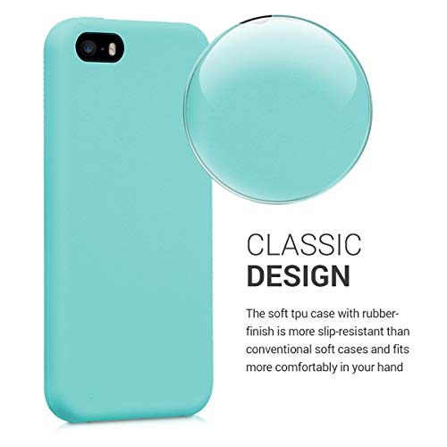 kwmobile Carcasa Compatible con Apple iPhone SE (1.Gen 2016) / 5 / 5S - Funda de Silicona para móvil - Cover Trasero en Menta