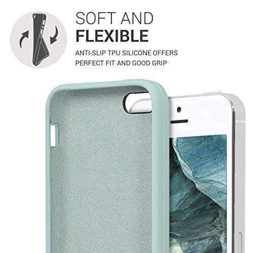 kwmobile Carcasa Compatible con Apple iPhone SE (1.Gen 2016) / 5 / 5S - Funda de Silicona para móvil - Cover Trasero en Menta Mate