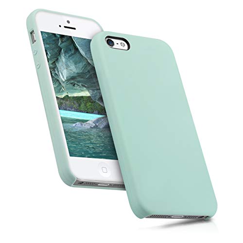 kwmobile Carcasa Compatible con Apple iPhone SE (1.Gen 2016) / 5 / 5S - Funda de Silicona para móvil - Cover Trasero en Menta Mate