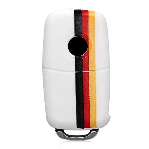 kwmobile Carcasa Compatible con VW Skoda Seat Llave de Coche de 3 Botones - Funda Protectora de Silicona - Cover Flexible en Negro/Amarillo/Blanco