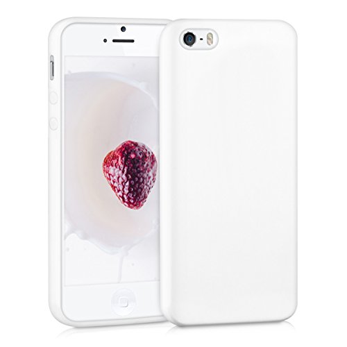 kwmobile Carcasa para Apple iPhone SE (1.Gen 2016) / 5 / 5S - Funda para móvil en TPU Silicona - Protector Trasero en Blanco Mate