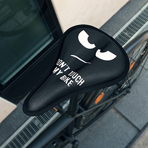 kwmobile Funda Compatible con Asiento de Bicicleta - Cubierta Acolchada de Gel para sillín de Bici - Forro Impermeable Don't Touch my Bike Blanco/Negro