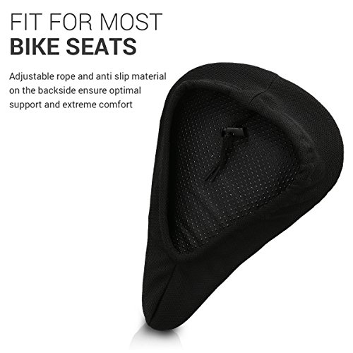 kwmobile Funda Compatible con Asiento de Bicicleta - Cubierta Acolchada de Gel para sillín de Bici - Forro Impermeable Don't Touch my Bike Blanco/Negro