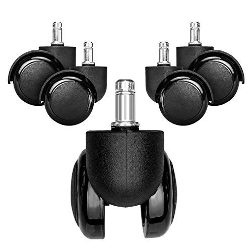 kwmobile Navaris Ruedas para Silla de Oficina de 10MM - Set de 5 Ruedas de 50MM de diámetro - Ruedas de Repuesto giratorias de plástico Duro - Negro