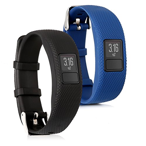 kwmobile Pulsera Compatible con Garmin Vivofit 4-2X Correa de TPU para Reloj Inteligente - Negro/Azul Oscuro