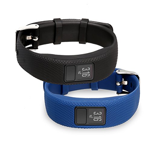 kwmobile Pulsera Compatible con Garmin Vivofit 4-2X Correa de TPU para Reloj Inteligente - Negro/Azul Oscuro