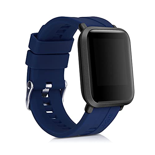 kwmobile Pulsera Compatible con Huami Amazfit Bip/Bip Lite - 2X Correa de TPU para Reloj Inteligente - Negro/Azul Oscuro