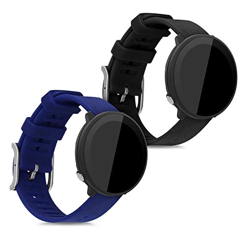 kwmobile Pulsera Compatible con Polar Unite - 2X Correa de TPU para Reloj Inteligente - Negro/Azul Oscuro