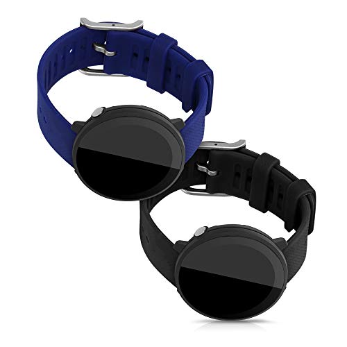 kwmobile Pulsera Compatible con Polar Unite - 2X Correa de TPU para Reloj Inteligente - Negro/Azul Oscuro