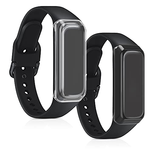 kwmobile Set de 2 Fundas Compatible con Samsung Galaxy Fit 2 - Carcasa Dura para Fitness Tracker en Transparente/Negro