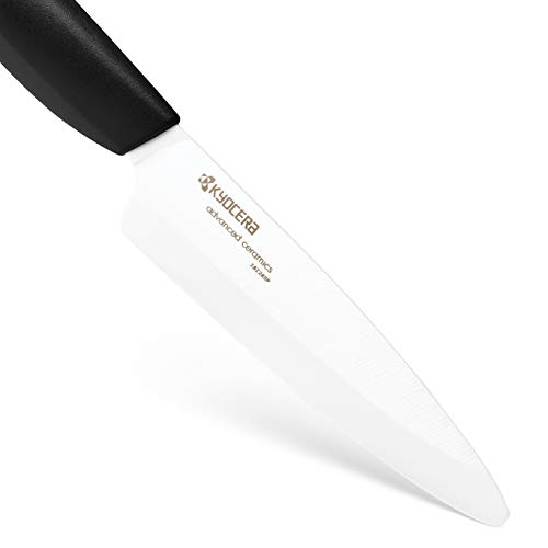Kyocera FK-110 WH-BK BIO, Cuchillo utilitario, 11 cm, mango de bioplástico, cuchilla afilada de cerámica de circonio, afilada a mano, ligera, no corrosiva, sin transferencia de sabor
