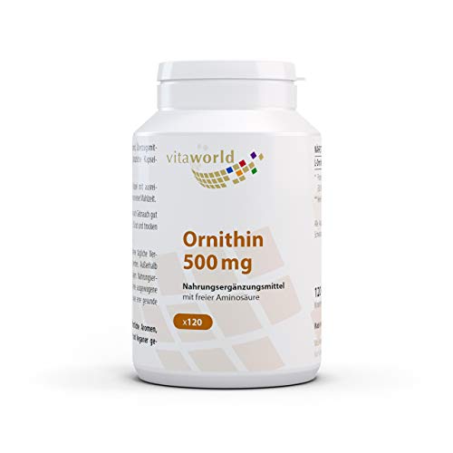 L-Ornitina 500mg 120 Cápsulas Vita World Farmacia Alemania - L-Ornithina - Masa Muscular -