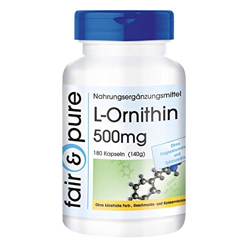 L-Ornitina 500mg - Aminoácido vegano - Altamente dosificado - Alta pureza - 180 Cápsulas