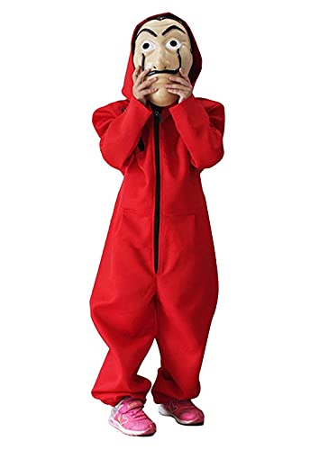 La Casa de Papel Disfraz con Máscara de Salvador Dali para Niño Cosplay Carnaval Navidad Halloween (7-9 años)