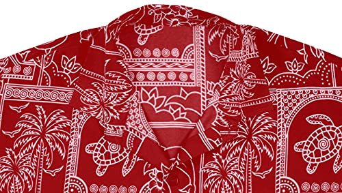 LA LEELA Casual Hawaiana Camisa para Hombre Señores Manga Corta Bolsillo Delantero Vacaciones Verano Hawaiian Shirt L-(in cms):111-121 Blood Rojo_W469