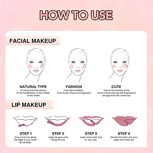 Labios y mejillas 2 en 1 de Onkessy, color de mejillas y labios de larga duración a prueba de agua, tinte de labios y mejillas, maquillaje con aceite de rubor, 65 g