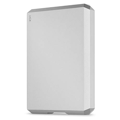 LaCie Mobile Drive, 5 TB, Disco duro externo HDD portátil, USB-C, USB 3.0, Thunderbolt 3, para Mac y PC, suscripción de 1 mes a Adobe CC, 2 años servicios Rescue, Moon Silver (STHG5000400)