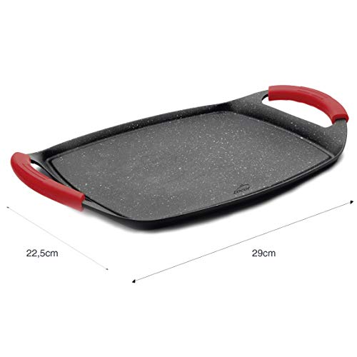 Lacor - 25536 - Plancha de Asar, Grill Eco Piedra, Compatibilidad: todo tipo de cocinas, Apta para inducción y horno, Recubrimiento antiadherente, Ecológica y libre de PFOA, 29 x 22,5 x 1,5 cm