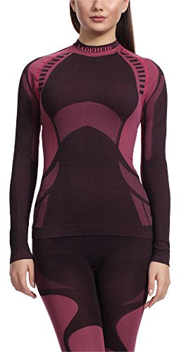 Ladeheid Camiseta Térmica Manga Larga Ropa Interior Mujer LASS0014 (Negro/Rojo, M)