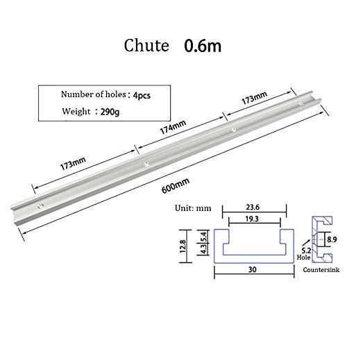 Laecabv 30 pistas de ingletadora T-Track de 600 mm, aleación de aluminio T Track Miter Track Jig Ranura de fijación para sierra de mesa Router Mesa Herramienta de carpintería