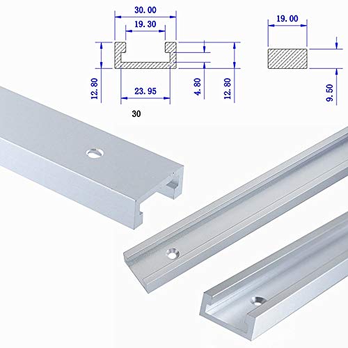 Laecabv 30 pistas de ingletadora T-Track de 600 mm, aleación de aluminio T Track Miter Track Jig Ranura de fijación para sierra de mesa Router Mesa Herramienta de carpintería