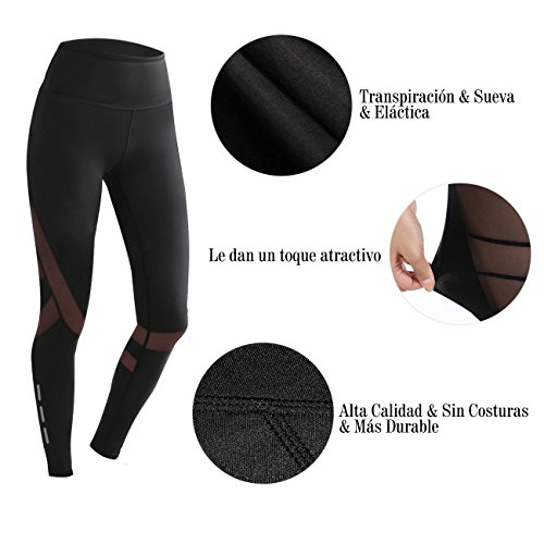 LaLaAreal Pantalón Deportivo Cintura Alta Mallas Mujer Deportivas Pirata Leggins Deportes para Running Yoga Fitness Gym