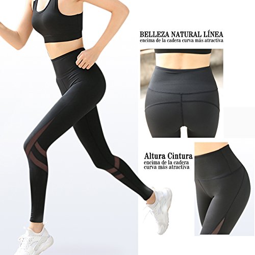 LaLaAreal Pantalón Deportivo Cintura Alta Mallas Mujer Deportivas Pirata Leggins Deportes para Running Yoga Fitness Gym