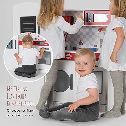 LaLoona Leotardos bebe Pack 2 Ud. - Medias elásticas para bebé niña y niño con cintura ancha y alto contenido de algodón - 98/104 (aprox. 3 años) - gris oscuro