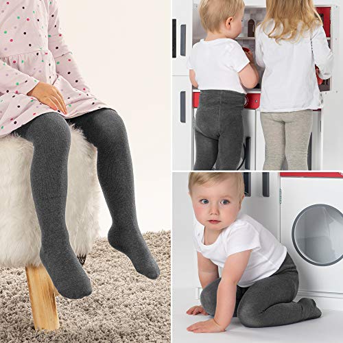 LaLoona Leotardos bebe Pack 2 Ud. - Medias elásticas para bebé niña y niño con cintura ancha y alto contenido de algodón - 98/104 (aprox. 3 años) - gris oscuro